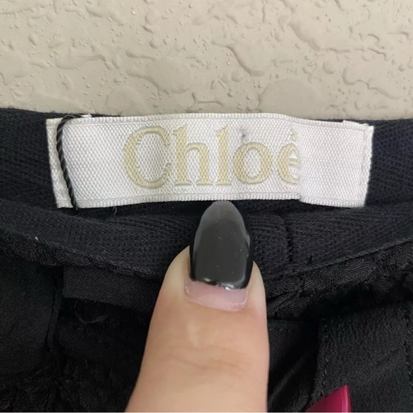 Chloe Women’s 35 Black Textured Cropped Strappy Designer Trouser Pull On Pants - Picture 4 of 7